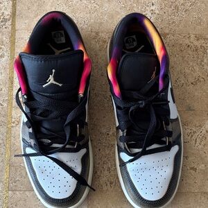 Nike Air Jordan Low Top Sneakers Black White with Sunset Gradient